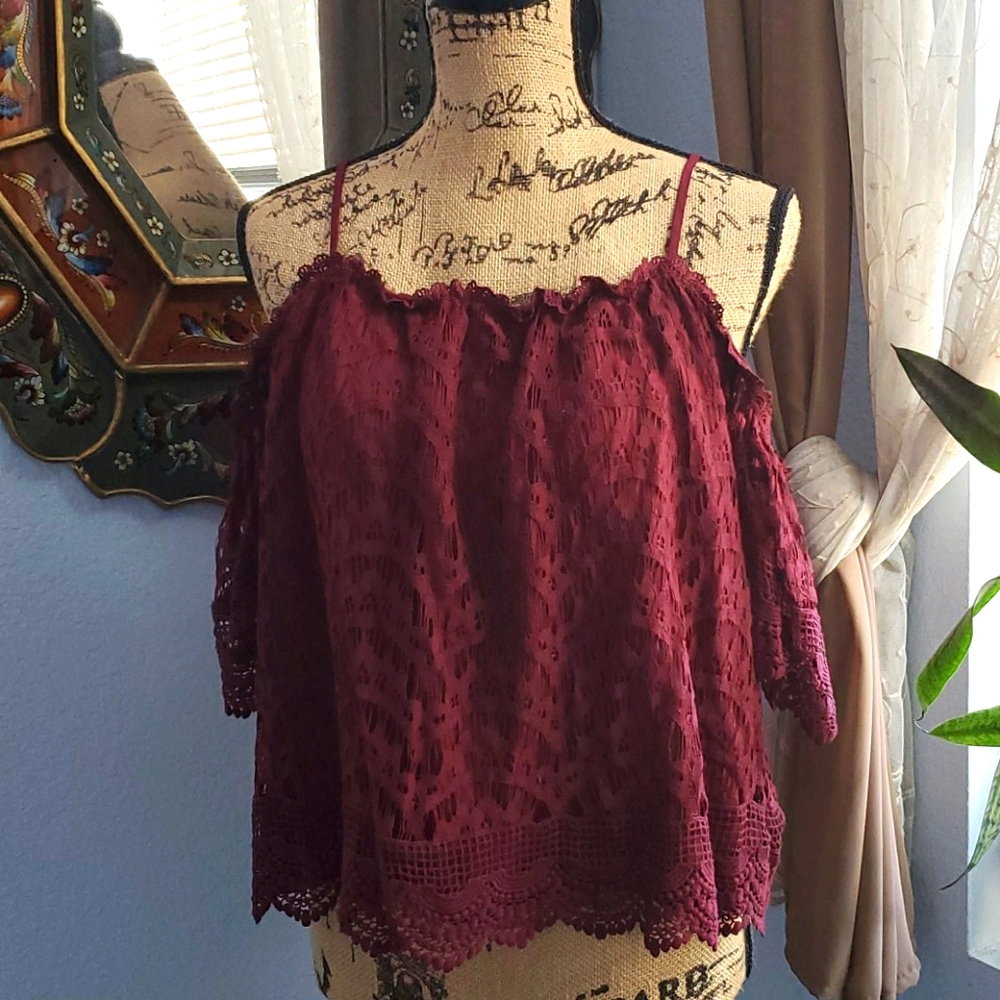 Burgundy Lace Top